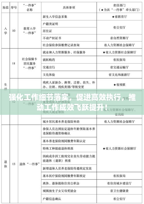 强化工作细节落实，促进高效执行，推动工作成效飞跃提升！